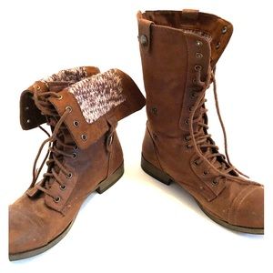 Versatile cognac brown combat boots